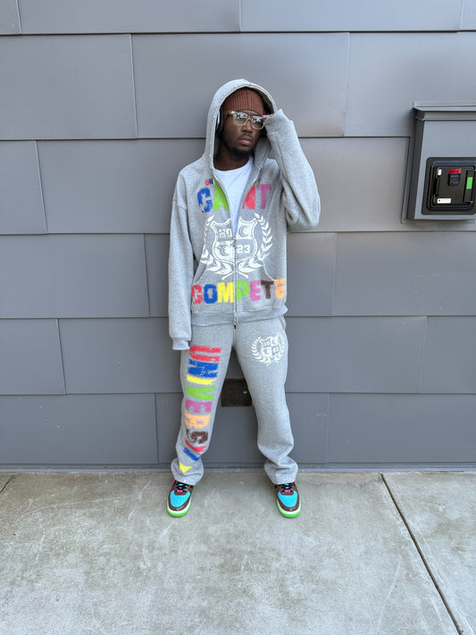 Grey Multicolor "Can't Compete University" Set