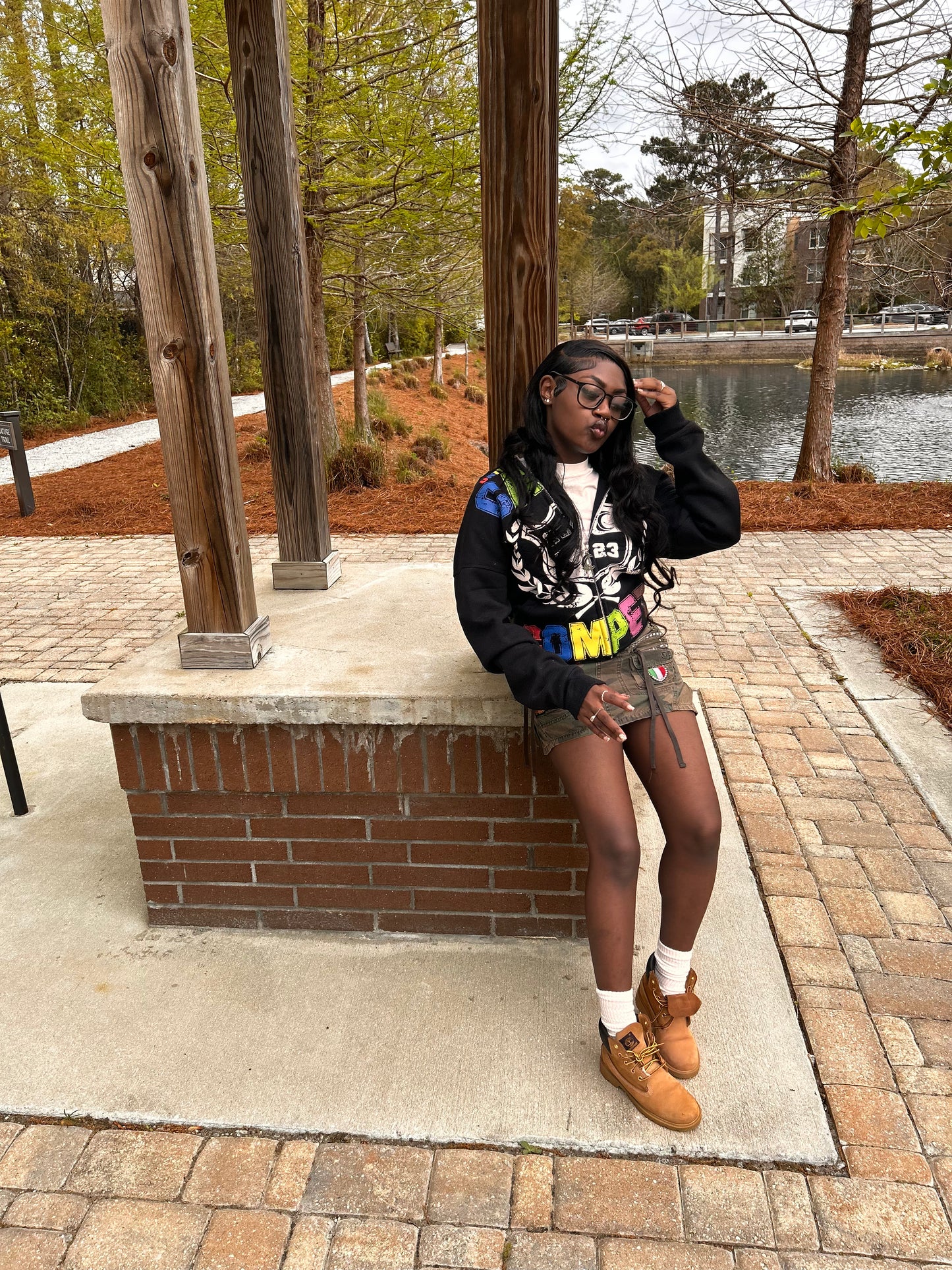 Black Multicolor "Can't Compete University" Zipup